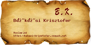 Békési Krisztofer névjegykártya